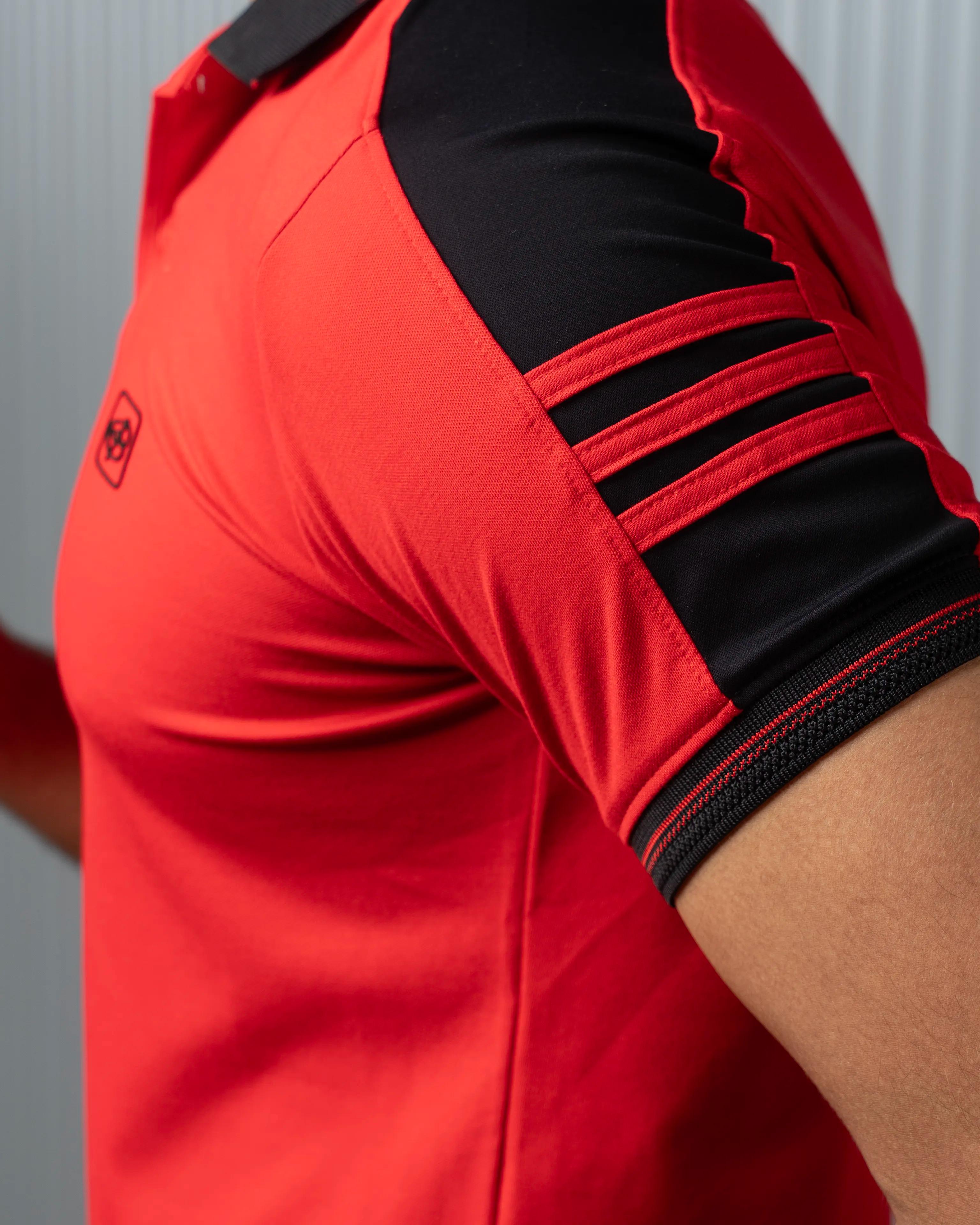 Contrast Panel Stripe Polo T-Shirt